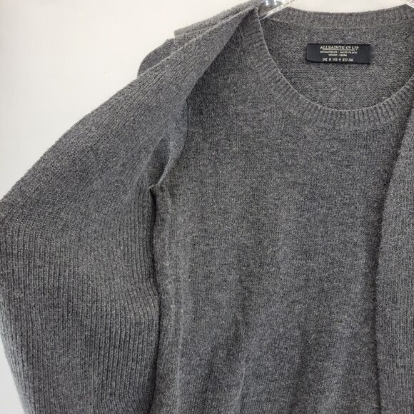 Allsaints Womens Sweater Size 4 Charcoal Gray Agari Jumper Lambswool Angora - Picture 3 of 11